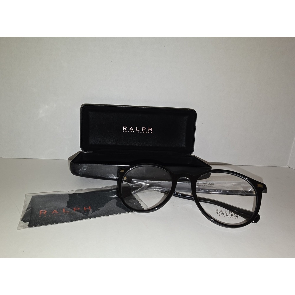 Ralph Lauren Black Round Eyeglasses RA7148 5001 Academia Quiet Luxury Boho Chic